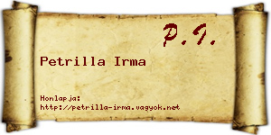 Petrilla Irma névjegykártya